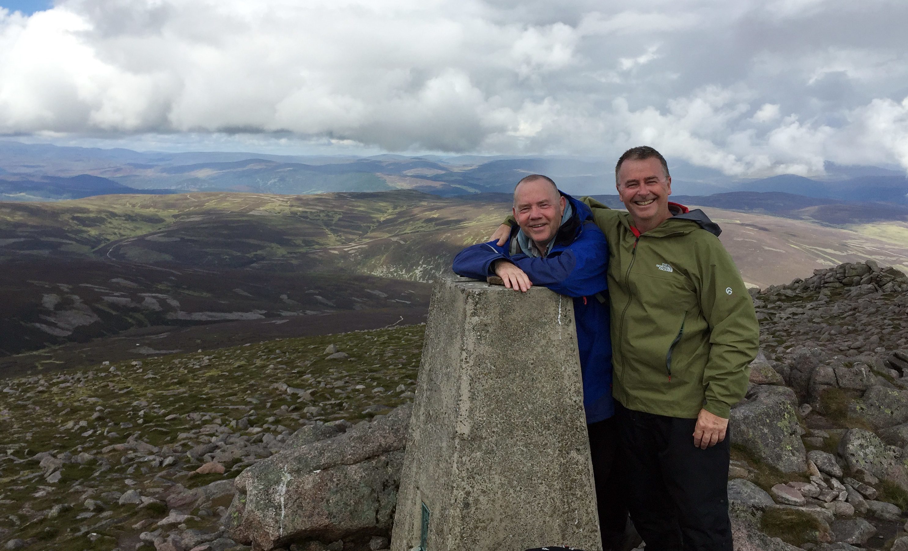 John Cushnie, left, and brother-in-law Paul Richards on Mount Keen.