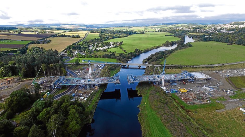 Aerial Images Show Progress On New AWPR Bridge Over River Dee - Evening ...