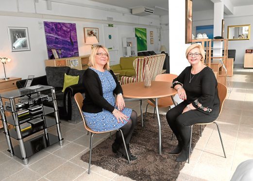 Susan Cheyne and Susan Mackay at the new Home Comforts in Peterculter, opened by Instant Neighbour.