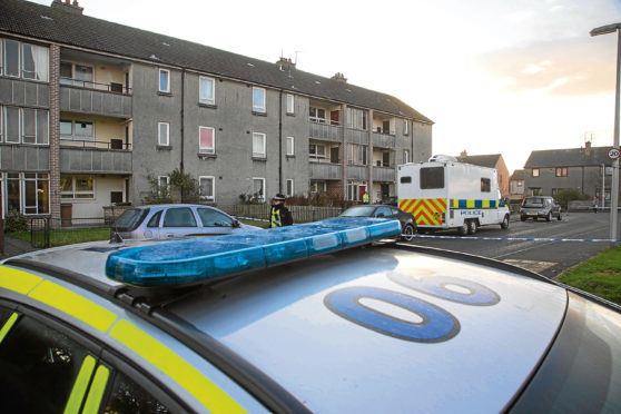 Police at Arnage Place in Aberdeen.