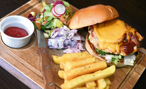 The delicious BBQ chicken melt burger