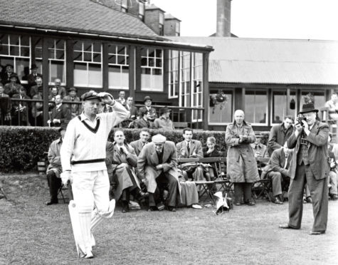 The great Don Bradman playing at Mannofield in 1948.