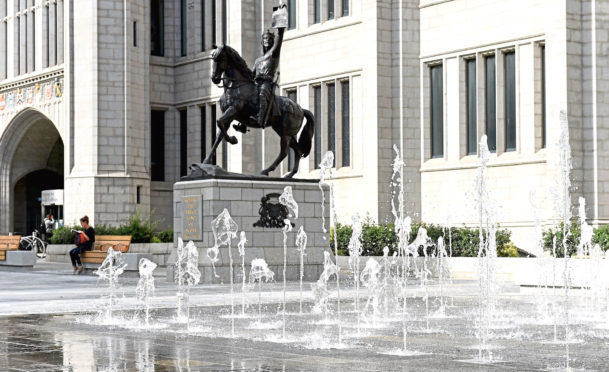 The water fountain on Broad Street outside Marischal College