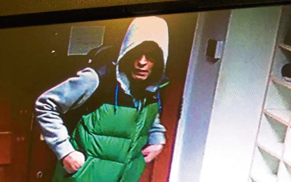 Images taken from CCTV show a man wanted in connection with a theft at Aberdeen Mosque