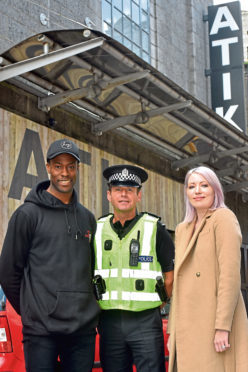 Chaz Ogboke from student welfare organisation Red Frogs, Sergeant Gavin Jardine, and Atik nightclub general manager Ruth Jones.