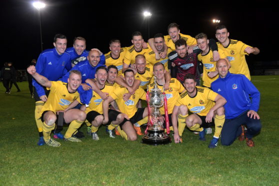 Evening Express Aberdeenshire Cup winners Cove Rangers with the cup.