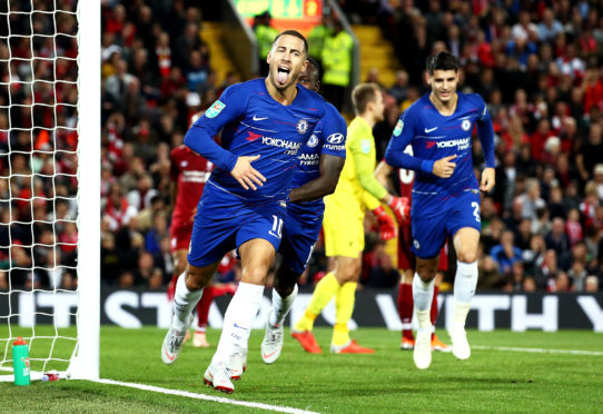 Eden Hazard in Chelsea blue.