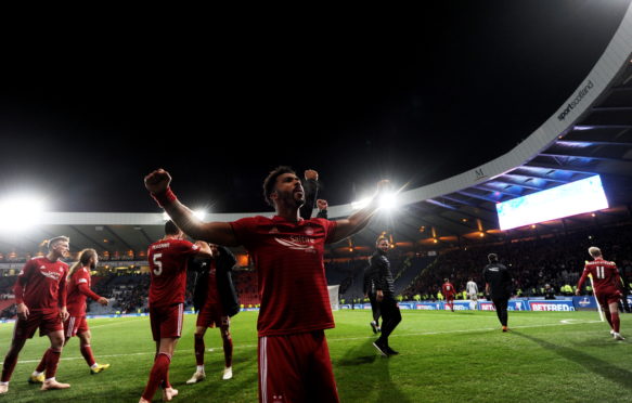 Shay Logan after the Betfred Cup semi-final win.
Picture by Scott Baxter