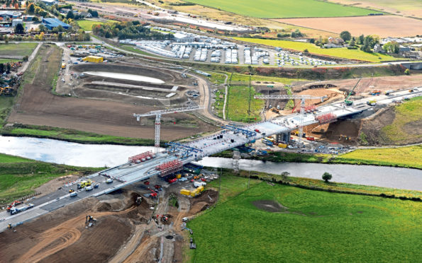 An aerial view of the new crossing over the River Don
