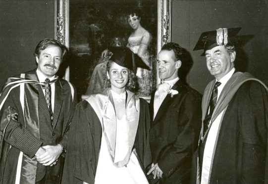 1990: Dawn Masson married honours student Mark Hearns at King’s College and was surprised after the ceremony with a special graduation