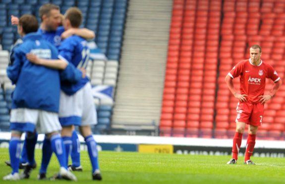 A bereft Andy Considine after the Queen of the South loss at Hampden.