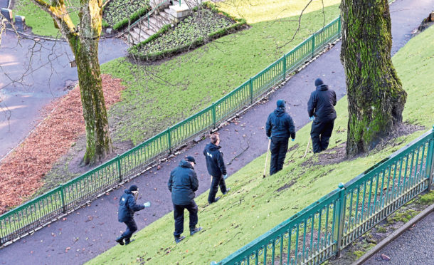 Police investigate the alleged attack in Union Terrace Gardens