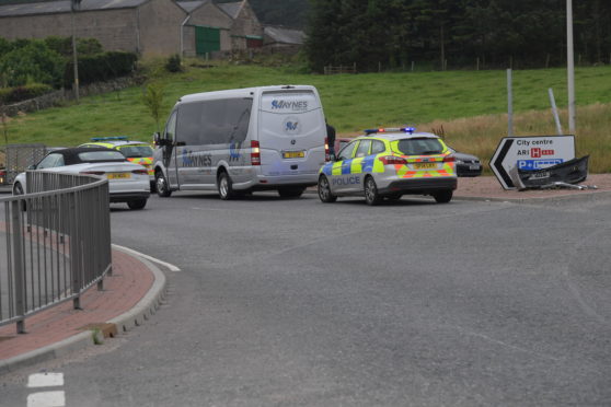 The crash at Kingswells roundabout this morning