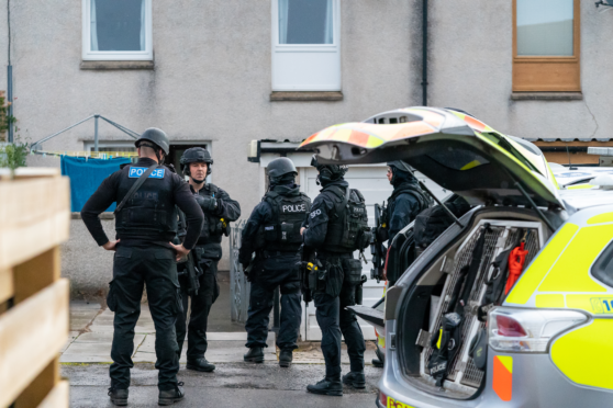 Police at the scene last night