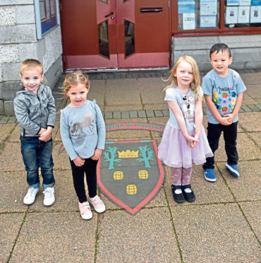Nursery pupils at Kingswells Primary School who are saving tokens for the Evening Express Pounds for Primaries competition