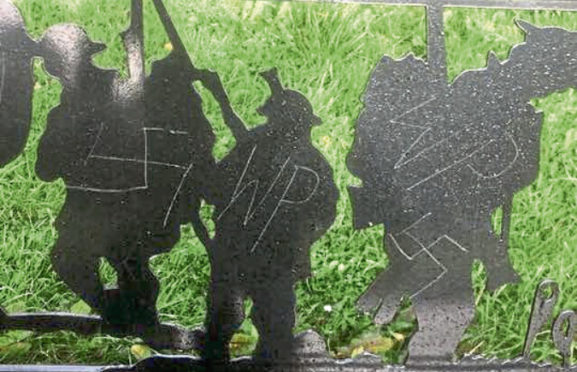 The bench with swastika graffiti. Picture by Aberdeen Guardian