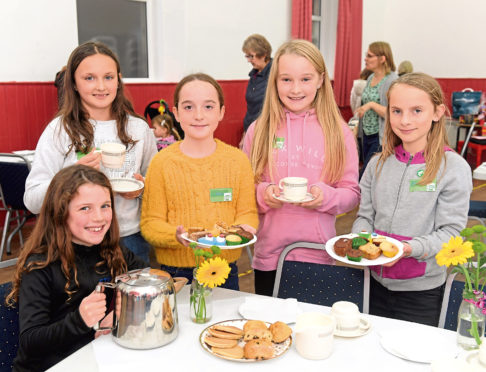 From left, Naomi Clark, Karla Brand, Maisy Trim, Sophie Allan and Sophie Last at the coffee morning
