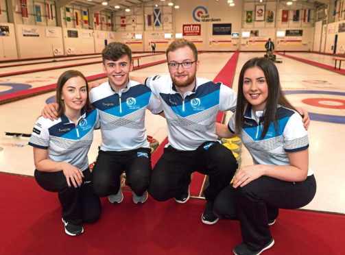 Scotland's World Mixed Curling Championship team. From left, Katie McMillan, Mark Taylor, Skip Luke Carson and Vice Skip Kirstin Bousie.
Picture by Kath Flannery