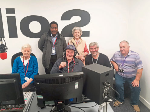Irene Cormack, Persley Castle work experience student Moyinoluwa Oluwadayomi, George Fowlie, Margaret Trew, SHMU FM founder Murray Dawson, Memory Lane host Dave White
