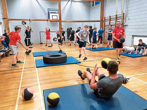 Members of the Inverurie Boxing Club during a training session at Inverurie Academy
