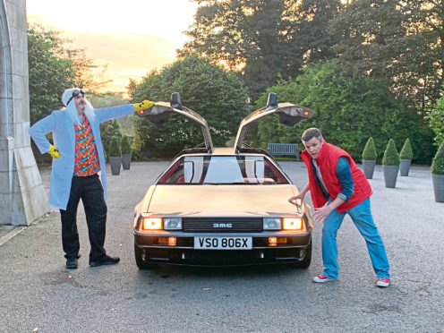 The famous DeLorean and "Marty and Doc Brown" coming to the Me Too! charity ball