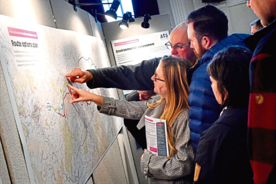 Visitors to a public exhibition held at Inverurie Town Hall detailing the dualling of the A96 East of Huntly to Aberdeen scheme