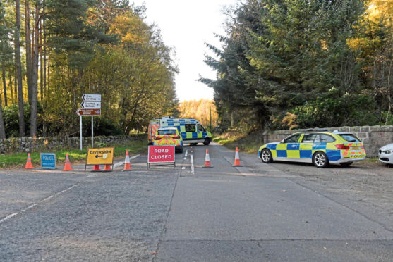 Police at the scene of the collision