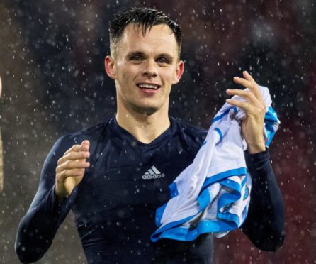 Lawrence Shankland, right, is back in the Scotland fold.