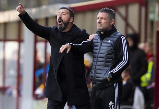 Aberdeen manager Derek McInnes, left, and assistant Tony Docherty.