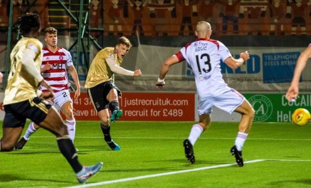 Lewis Ferguson scores the opening goal for Aberdeen at Hamilton.
