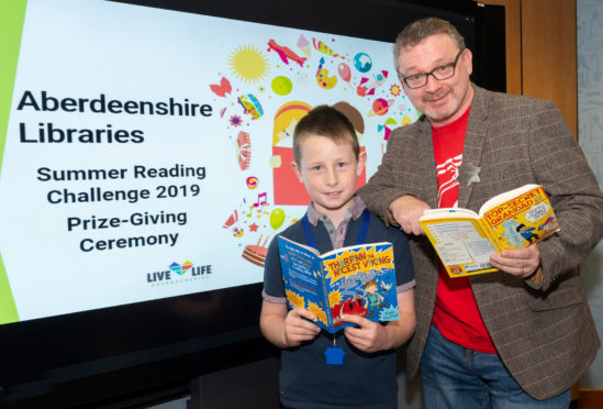 Star Reader Finlay Watson with author David MacPhail