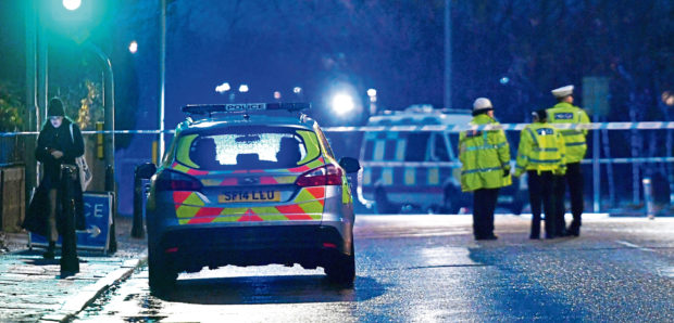 Police at the scene of the incident