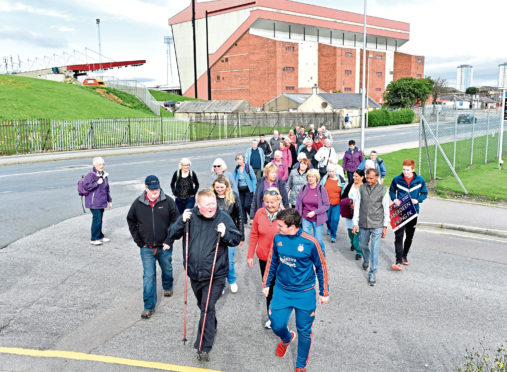 A health walk held around Pittodrie with the AFC Community Trust
