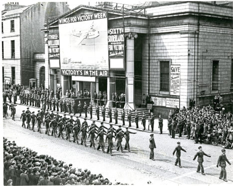 The Music Hall provided a grand backdrop to the Wings for Victory parade in 1943