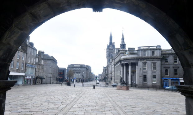 Aberdeen's Castlegate/Union Street during lockdown