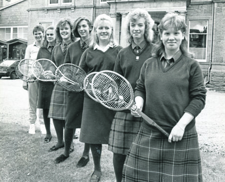 Albyn U16 tennis team, with teacher Sheila McNaught, are Pamela Ewen, Ann MacNaughtan, Fiona Connor, Claire Symington, Louise Wadsworth and Lynn Still