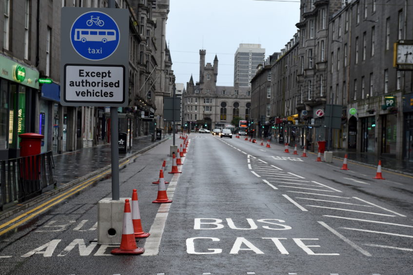 Bus gate installed on major Aberdeen street as social distancing