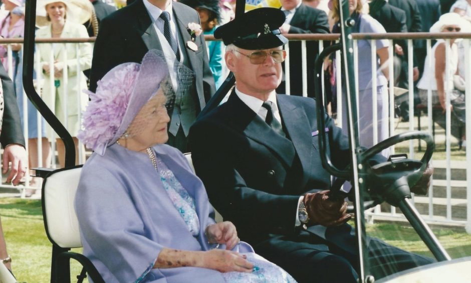 Arthur Barty driving the Queen Mother.