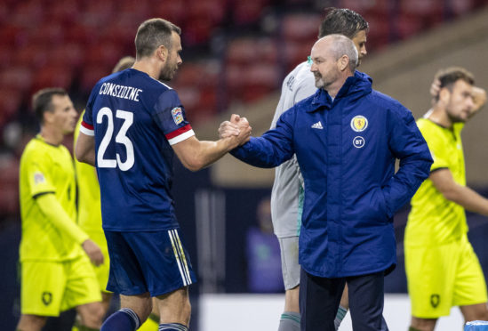 Scotland manager Steve Clarke with Considine.