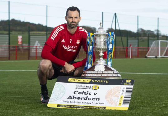 Joe Lewis with the Scottish Cup at Cormack Park.
