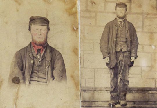 Murderer George Chalmers pictured with his ginger beard and ruddy complexion coloured-in to jog the memory of witnesses.