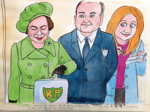Moreen was in a small team of journalists to see the Queen launch BP’s Forties Field in 1975