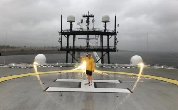 Jack completed virtual marathon on the helideck