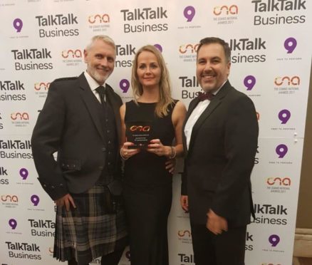 Pictured from left is David Ralston, network services manager, Fiona Fraser, managing director and Craig Forsyth, sales director at DF Communications.