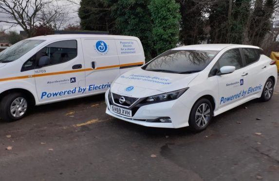Two of Aberdeenshire Council's new zero-emission vehicles