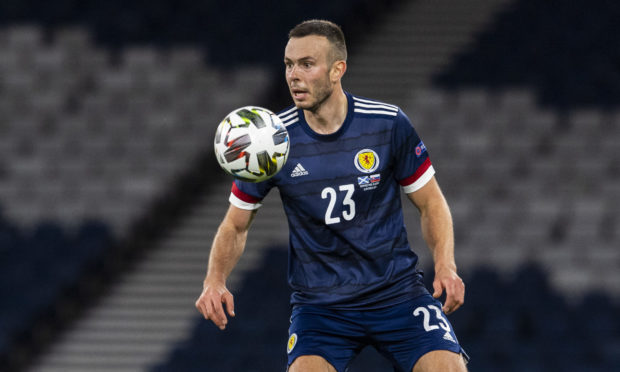 Andy Considine in action for Scotland on his international debut.