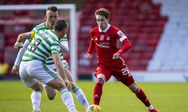 Aberdeen's Scott Wright in action against Celtic.