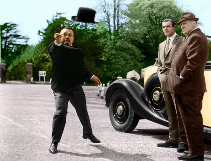 An iconic scene from Goldfinger... the film that inspired Ronnie Watt into a lifetime of karate.