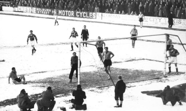 Snow hasn't usually stopped football being played at Pittodrie.