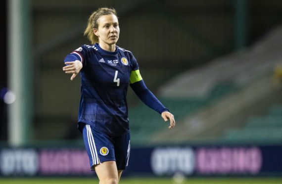 Rachel Corsie in action for Scotland against Finland.